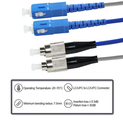 SC から FC ファイバー オプティック パッチ ケーブル - FTTH,ODF,テレコム,データ センター アプリケーションのためのシングル モードまたはマルチ モード ジャンパー