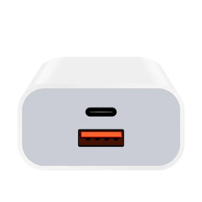 US 2ピン 30W デュアルポート壁充電器 – USB-C & USB-A 出力 高速充電電源アダプター (スマートフォン、タブレット、カメラ用)