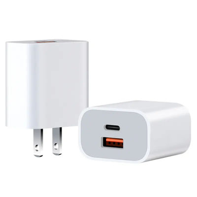 US 2ピン 30W デュアルポート壁充電器 – USB-C & USB-A 出力 高速充電電源アダプター (スマートフォン、タブレット、カメラ用)