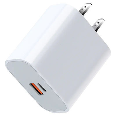 US 2ピン 30W デュアルポート壁充電器 – USB-C & USB-A 出力 高速充電電源アダプター (スマートフォン、タブレット、カメラ用)