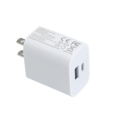 US 2ピン 20W デュアルポート USB ウォールチャージャー – Type-C & USB-A 高速充電電源アダプター (スマートフォン、タブレット、カメラ用)