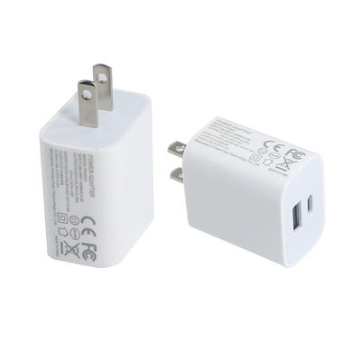 US 2ピン 20W デュアルポート USB ウォールチャージャー – Type-C & USB-A 高速充電電源アダプター (スマートフォン、タブレット、カメラ用)