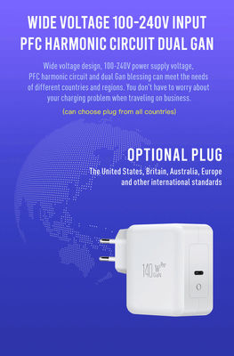 140W EU 2ピンUSB-C ウォールチャージャー ラップトップ タブレット MacBook