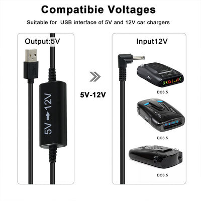 USB - 12V昇圧電源ケーブル、L型DCプラグ付き