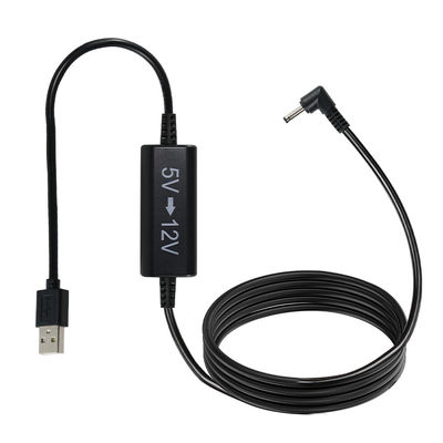 USB - 12V昇圧電源ケーブル、L型DCプラグ付き