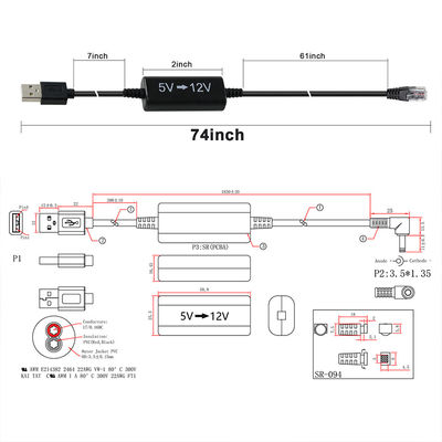 USBからRJ45イーサネット電源注入ケーブル5Vから12Vステップアップ変換器 IPカメラ,ルーター,ミニPOEデバイス