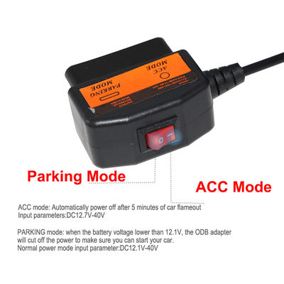 ダッシュカム用OBD2-DC 5.5x2.1mm電源ケーブル - ACC/パーキングモードハードワイヤーアダプター、12V車載DVR用スマート電圧カットオフ付き