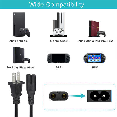NEMA 1-15P から IEC C7 電源コード - プラットプラグ から 図8 接続ケーブル ラップトップ,DVDプレーヤー,ゲームコンソール,小型家電