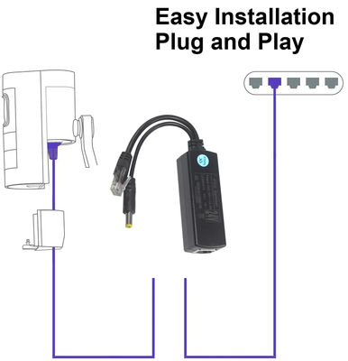PoEスプリッター DC出力付き - 48V to 12V/9V/5V ステップダウン Power over Ethernetコンバーター IPカメラ、Raspberry Pi、アクセスポイント用