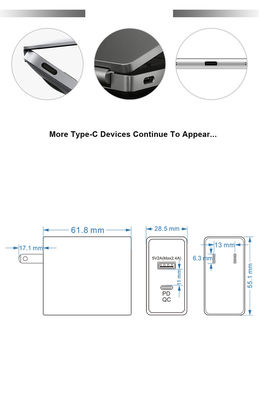 USプラグ 2ポート壁充電器 – 45W急速充電アダプター、USB-CおよびUSB-A出力、スマートフォン、タブレット、ラップトップ、自宅および旅行用