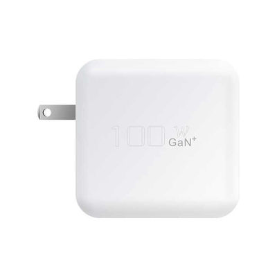 USプラグ 100W USB-C ウォールチャージャー ノートPC,タブレット,電話,C型デバイスのための2ピン型高電源アダプター (100V入力)