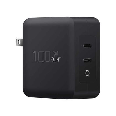 USプラグ100W デュアルUSB-C ウォールチャージャー ノートPC,タブレット,電話,C型デバイスのための2ポート高速充電アダプター (100240V入力)