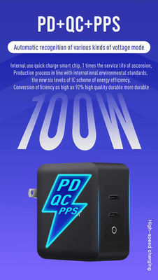 100WのUSB-C壁チャージャーとUSプラグ