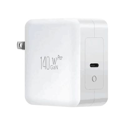 シングルUSB-Cポート付きUS 2ピン壁充電器、140W高速出力、ラップトップ/モバイル用急速充電アダプター