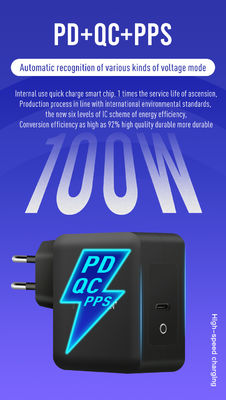 100W GaN USB-C ウォールチャージャー（UK/EU 2ピン プラグ付き）