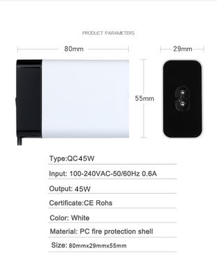 60W USB-C 電源アダプタ 固定ケーブル付き ラップトップ,タブレット,スマートフォン用 高速型C ウォール充電器