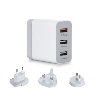 交換可能なプラグ付きマルチポートUSBウォールチャージャー、60W USB-A & USB-C電源アダプター（自宅、オフィス、旅行用）