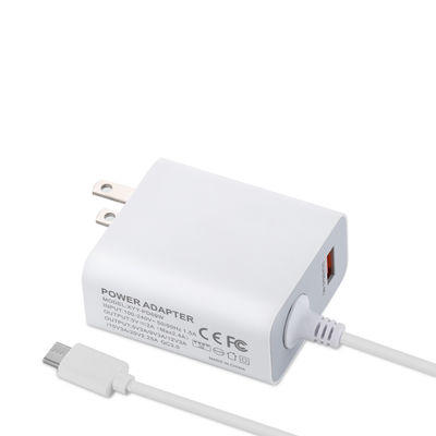 60W USB-C US 壁掛け充電器（固定ケーブル付き）、スマートフォン、タブレット、およびラップトップ用高速Type-C電源アダプター