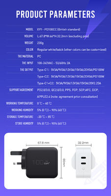 イギリス 2ピンUSB-C 充電器 双ポート 100W 高速型C 電源アダプタ ラップトップ,タブレット,スマートフォン