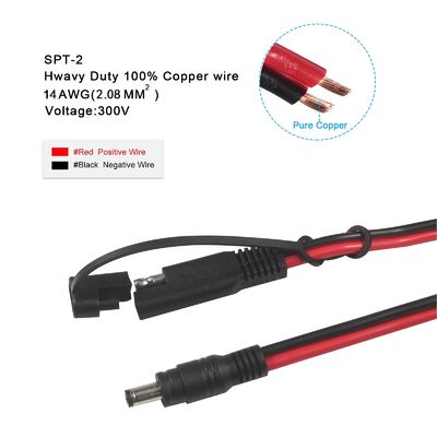 SAE - DC同軸アダプターケーブル - 6フィート 14AWG クイックリリース 接続プラグ 5.5mmx2.1mm オスジャック延長電源、自動車用8mm 2.5mm 3.5mmアダプター付き (B09N3LCJ4F)