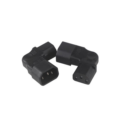 QIUCABLE 左角度 IEC アダプター、C14 オス - C13 メス、90度プラグ、250V AC、最大10A、100%純銅、PVCジャケット (B09V122QLV)