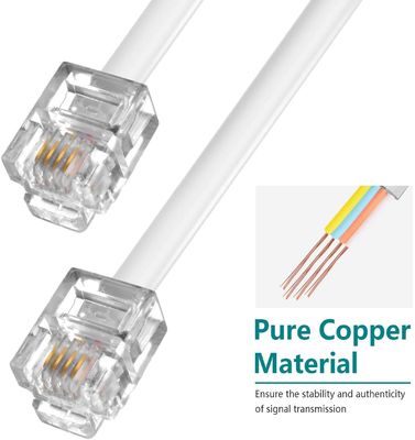 RJ11 電話延長ケーブル 4線 フラット DSLモデム セキュリティシステム用