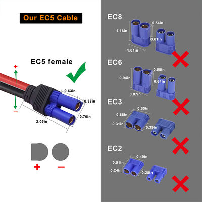 EC5 - 2ピン長方形DCコネクタケーブル 12AWG (ソーラーシステム用)