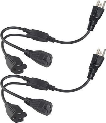 NEMA 5-15P - 2/4口 USコンセント電源分配コード - 125V AC Y字型延長ケーブル (家庭、オフィス、ワークベンチ、充電器用)