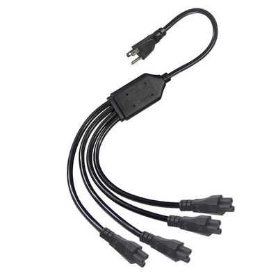NEMA 5-15P から 4 方向 IEC C5 パワー スプリッター コード-US パソコン,アダプター,ノートPC 充電器用のプラグ・トゥ・クローバーリーフ アダプターケーブル