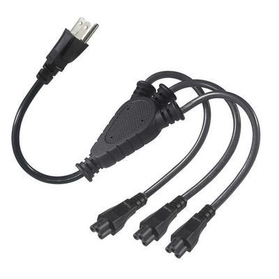 NEMA 5-15P から 4 方向 IEC C5 パワー スプリッター コード-US パソコン,アダプター,ノートPC 充電器用のプラグ・トゥ・クローバーリーフ アダプターケーブル