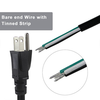 NEMA 5-15P 電源コード 缶詰付き ストリップワイヤ末端 3 導体 USプラグケーブル DIY ワイヤリング,パネル,端末ブロックの使用