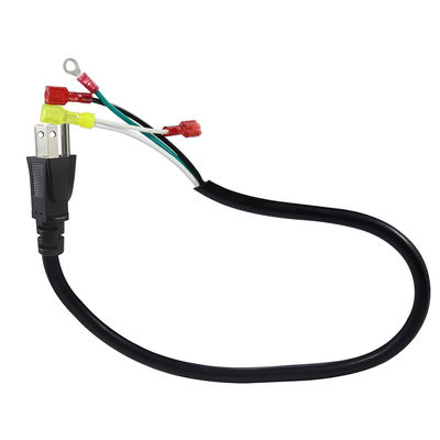 直角3P USプラグ - スペード/リング端子電源ケーブル、14AWG 3線プリターミネーションコード、アンプオーディオ機器用 3/6FT