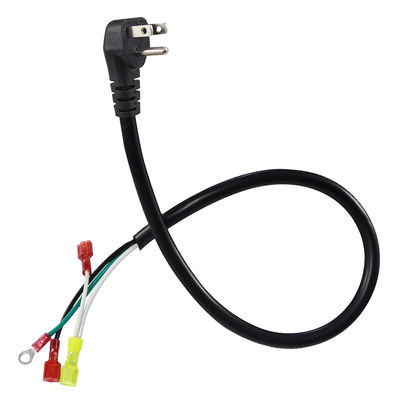 直角3P USプラグ - スペード/リング端子電源ケーブル、14AWG 3線プリターミネーションコード、アンプオーディオ機器用 3/6FT