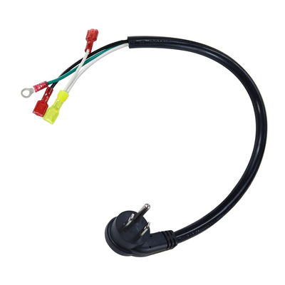 直角3P USプラグ - スペード/リング端子電源ケーブル、14AWG 3線プリターミネーションコード、アンプオーディオ機器用 3/6FT