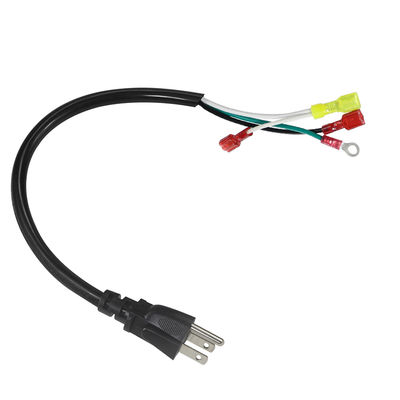 直角3P USプラグ - スペード/リング端子電源ケーブル、14AWG 3線プリターミネーションコード、アンプオーディオ機器用 3/6FT