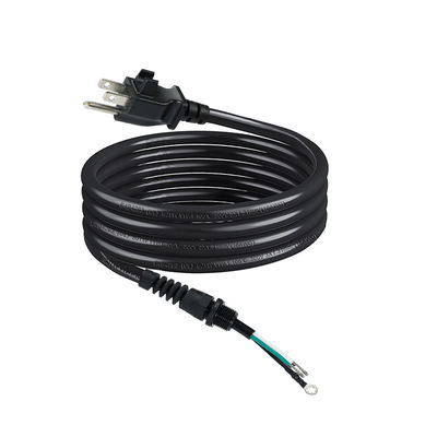 3P 開放端延長コード、NEMA 5-15P プラグからむき出し線へ、14AWG 電源ケーブル、ストレインリリーフケーブルクリップ付き、屋内/屋外使用