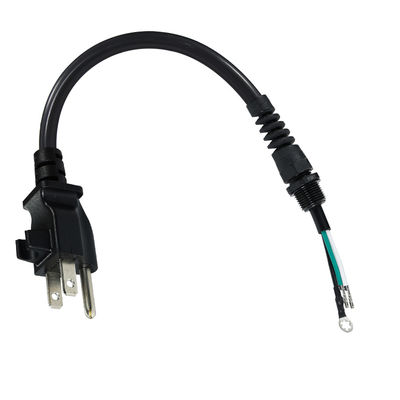 3P 開放端延長コード、NEMA 5-15P プラグからむき出し線へ、14AWG 電源ケーブル、ストレインリリーフケーブルクリップ付き、屋内/屋外使用