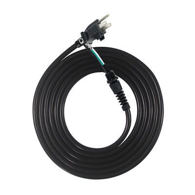 3P 開放端延長コード、NEMA 5-15P プラグからむき出し線へ、14AWG 電源ケーブル、ストレインリリーフケーブルクリップ付き、屋内/屋外使用