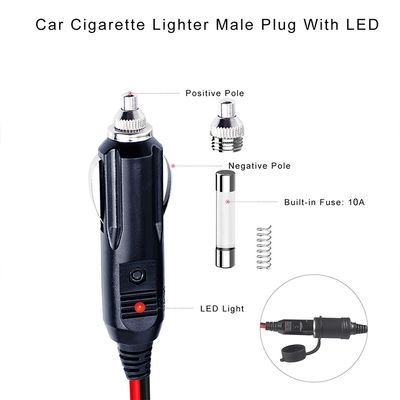 12-24V車用バッテリー充電器 シガーライターアダプター オス-オス