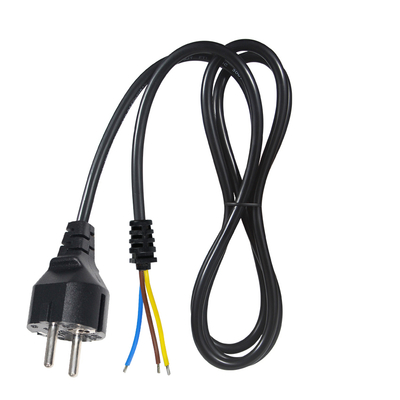 EUプラグから錫メッキ線ストリップワイヤー電源コード - DIY AC配線、パネル接続、機器入力用2ピンユーロ電源ケーブル
