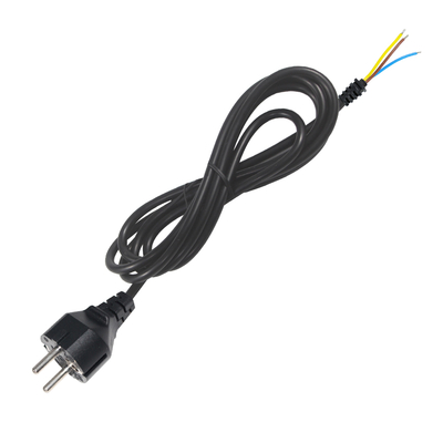 EUプラグから錫メッキ線ストリップワイヤー電源コード - DIY AC配線、パネル接続、機器入力用2ピンユーロ電源ケーブル