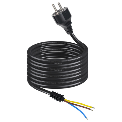 EUプラグから錫メッキ線ストリップワイヤー電源コード - DIY AC配線、パネル接続、機器入力用2ピンユーロ電源ケーブル