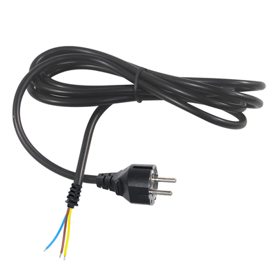 EUプラグから錫メッキ線ストリップワイヤー電源コード - DIY AC配線、パネル接続、機器入力用2ピンユーロ電源ケーブル