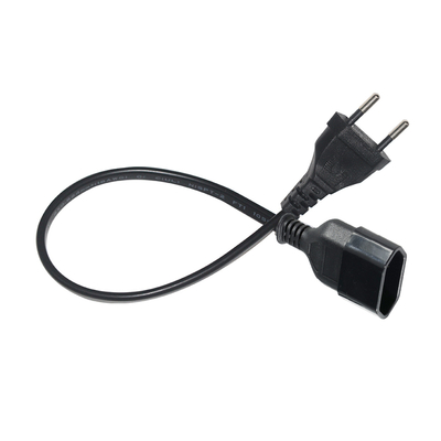 EU2ピン延長コード 1.2M 黒色PVC電源ケーブル
