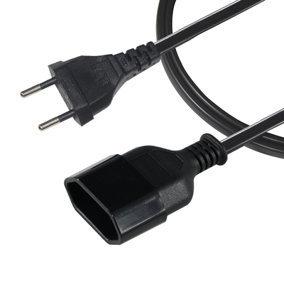 EU 2ピン オス-メス延長コード 1.2m ヨーロッパAC電源延長ケーブル 家庭 キッチン オフィス 屋内家電用