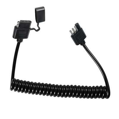 4ピンコイルトレーラーライト延長ケーブル 防水 1.2M ブラック