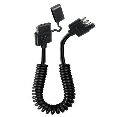 4ピンコイルトレーラーライト延長ケーブル 防水 1.2M ブラック