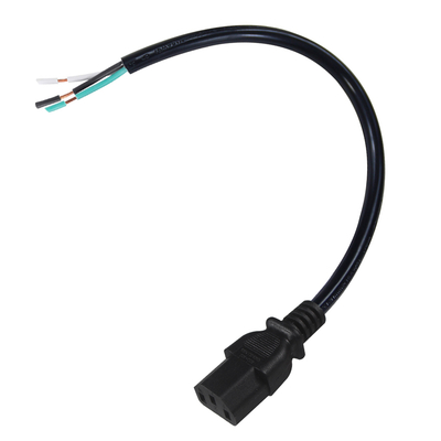 IEC C13 - ストリップワイヤー電源ケーブル - サーバー、PDU、電力配分用オープンエンド裸線付きAC電源コード、10A 250V