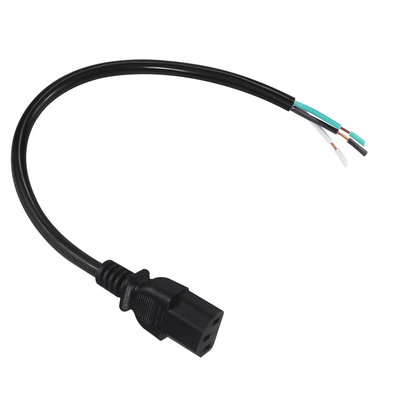 IEC C13 - ストリップワイヤー電源ケーブル - サーバー、PDU、電力配分用オープンエンド裸線付きAC電源コード、10A 250V