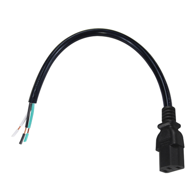 IEC C13 - ストリップワイヤー電源ケーブル - サーバー、PDU、電力配分用オープンエンド裸線付きAC電源コード、10A 250V